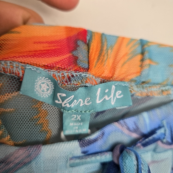 Shore Life Sheer Mesh Floral Coverup Pants Women's 2X Retro Tropical Hawaiian - Picture 4 of 13